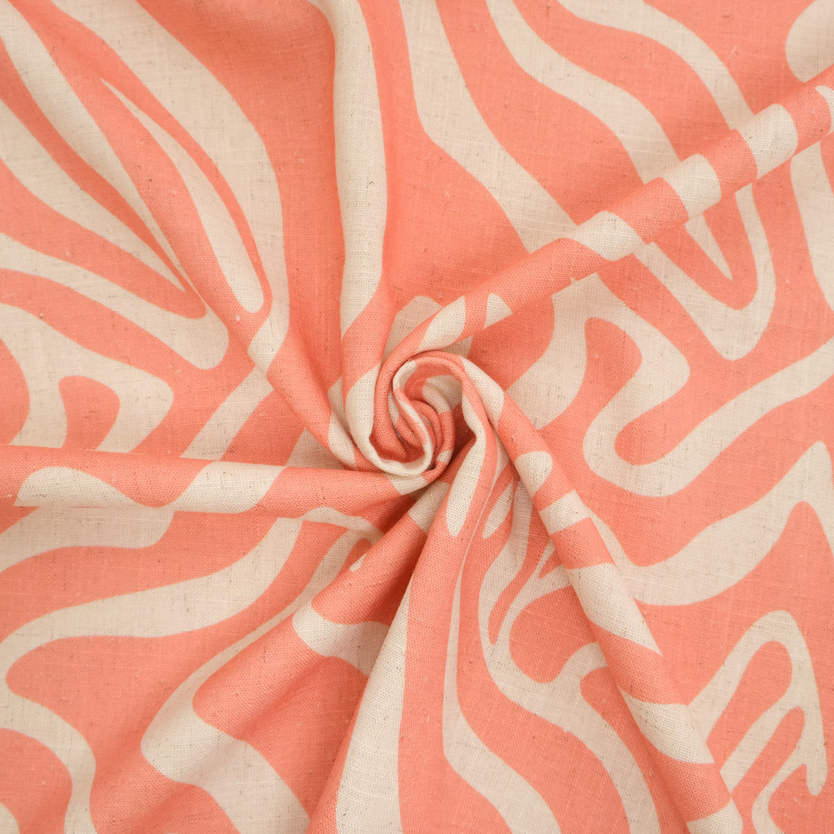 Viscosa e lino stampato “Flow” rosa naturale - Maison Klem